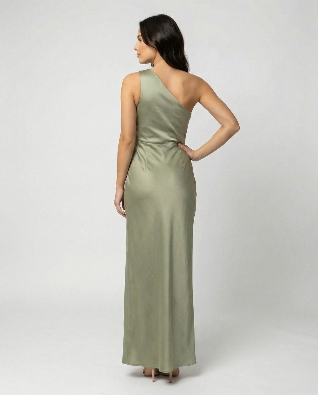 Echoarchiv | Kleid Brautjungfer aus Satin Eng mit Schlitz An Der Seite Eine Schulter Ohne Ärmel Elegantes Abendkleid für Hochzeit