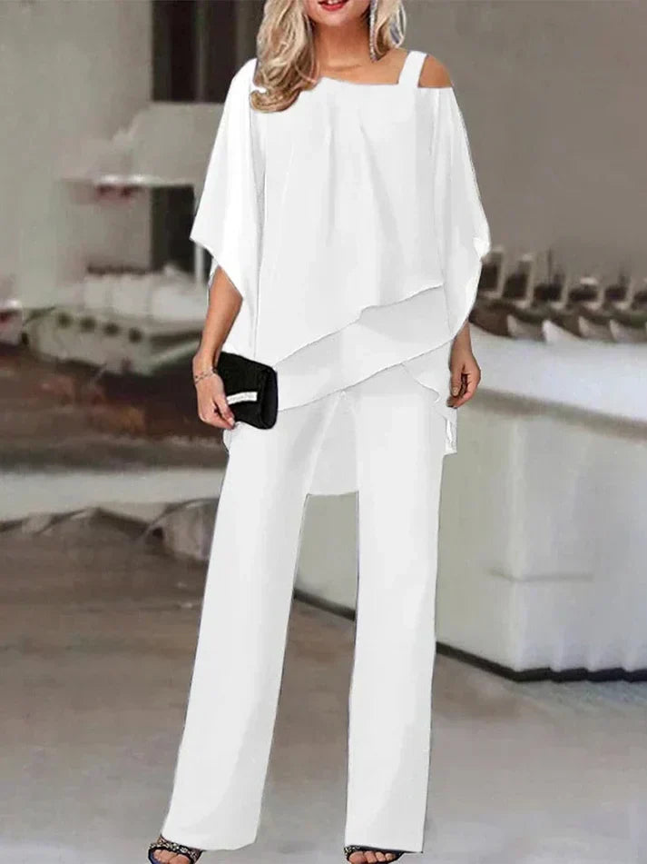Echoarchiv | Gestufte Chiffonbluse & Weit Geschnittene Hose für Damen