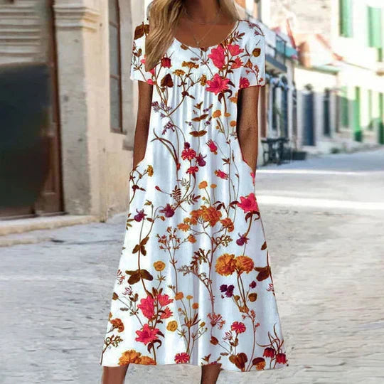 Echoarchiv | Blumiges Midi Elegante Sommerkleider Damen