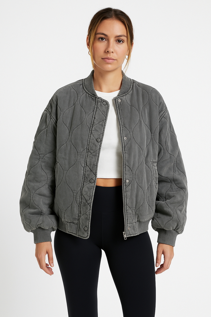 Damen Gesteppte Oversized Bomberjacke – Avenza