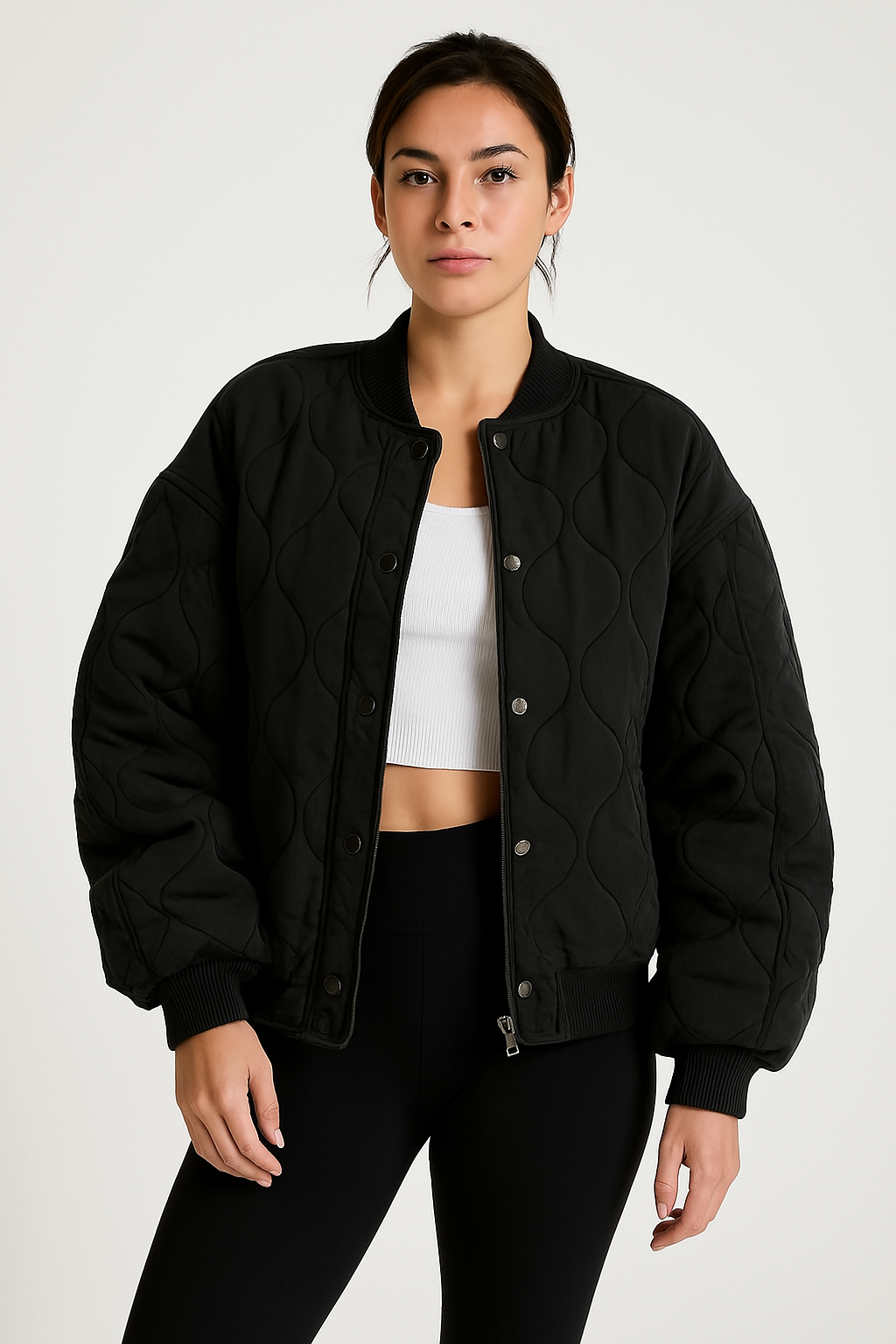 Damen Gesteppte Oversized Bomberjacke – Avenza