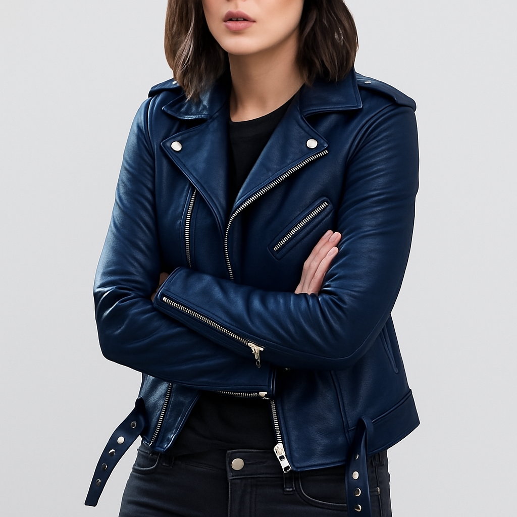 Slim Fit Biker Lederjacke für Damen – Velloura