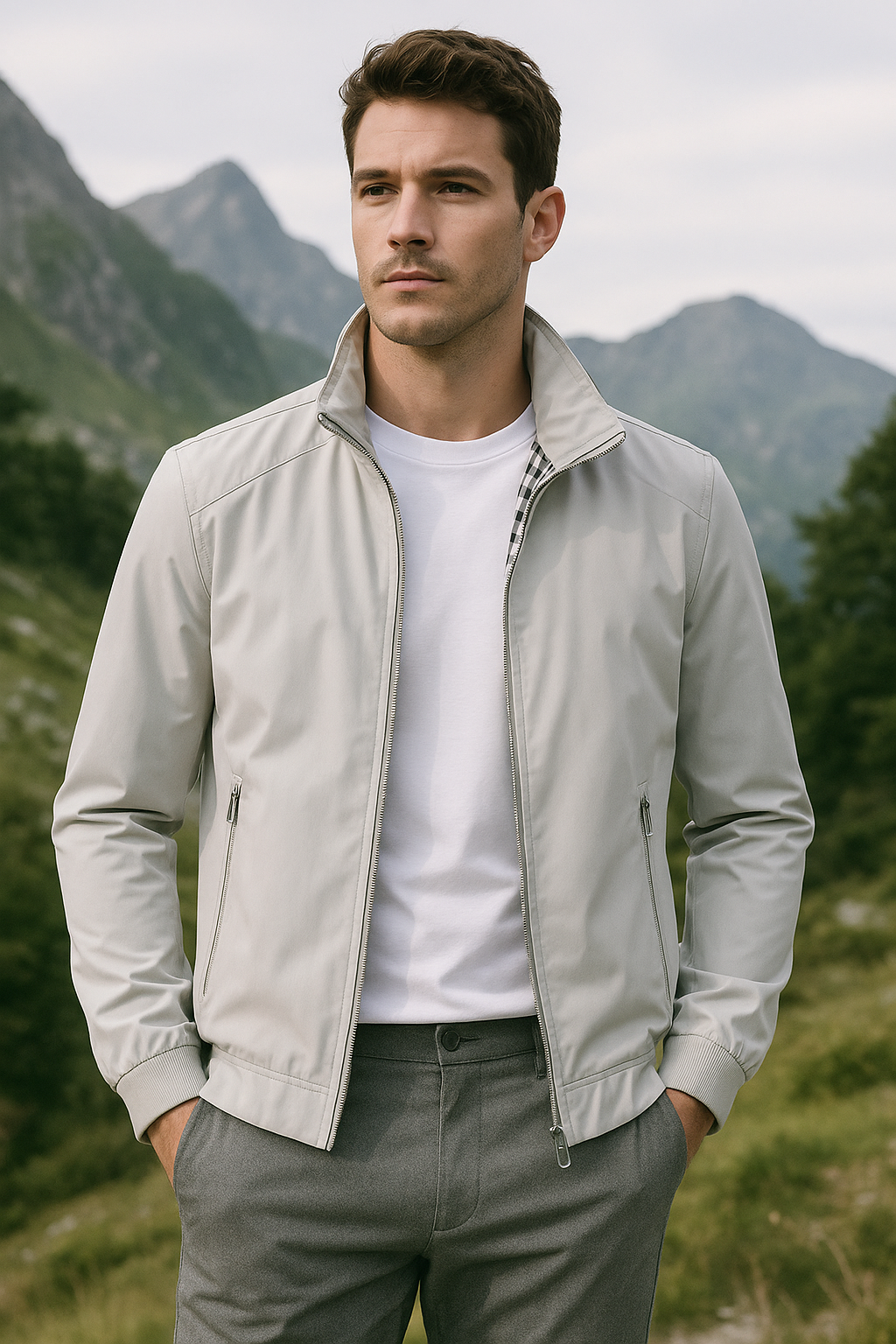 Echoarchiv Herren Leichte Reißverschlussjacke mit Stehkragen
