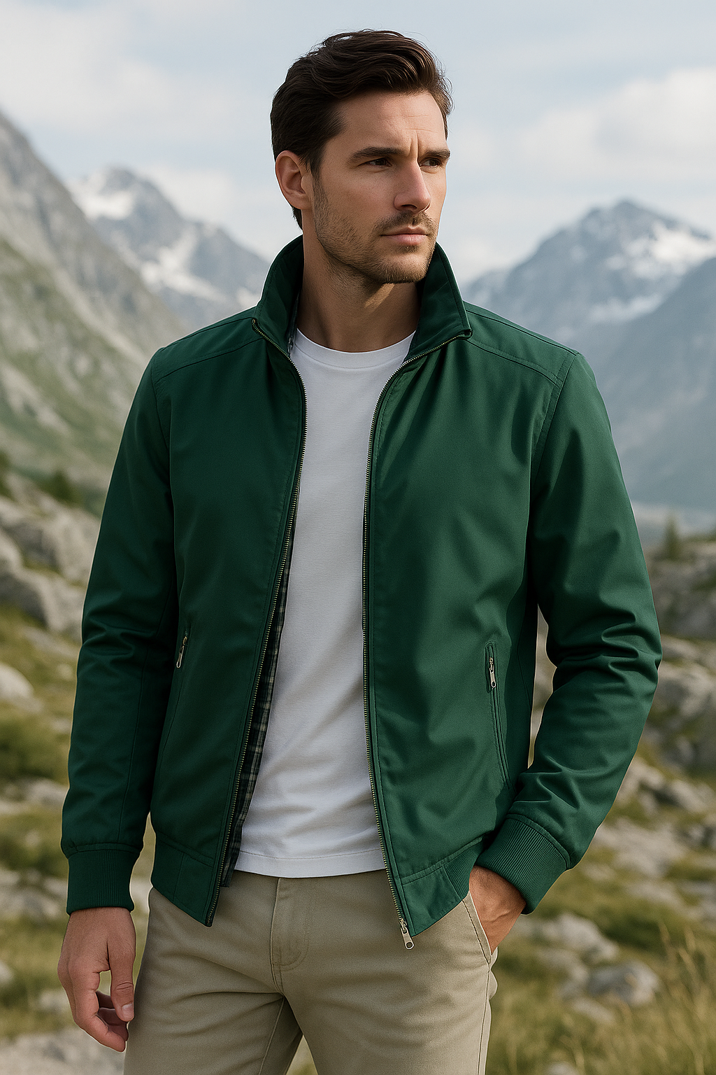 Echoarchiv Herren Leichte Reißverschlussjacke mit Stehkragen