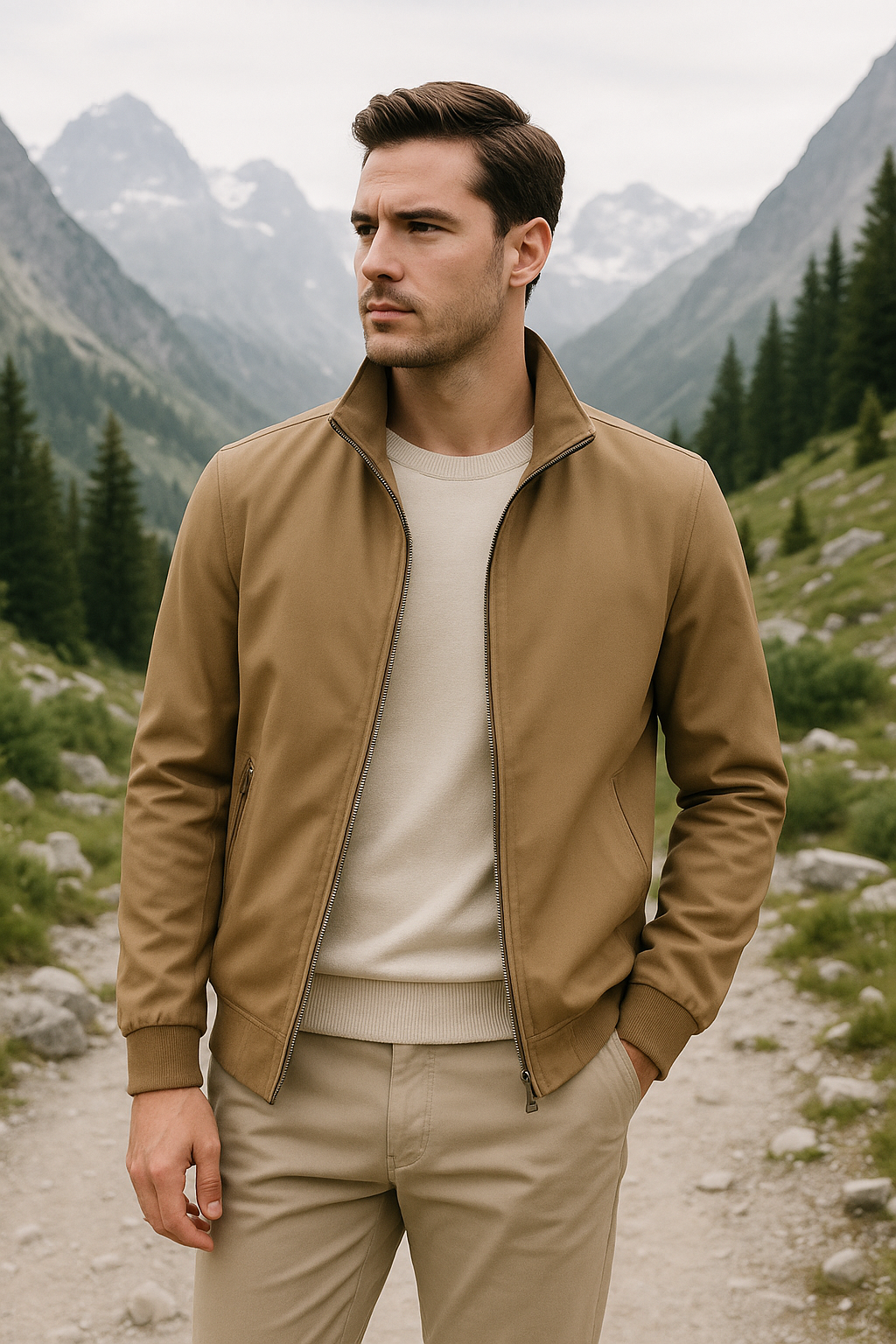 Echoarchiv Herren Leichte Reißverschlussjacke mit Stehkragen