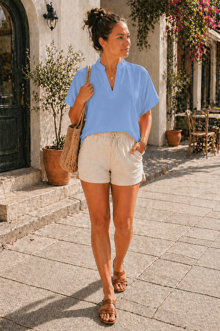 Echoarchiv Damen Bluse V-Ausschnitt Locker Langarm