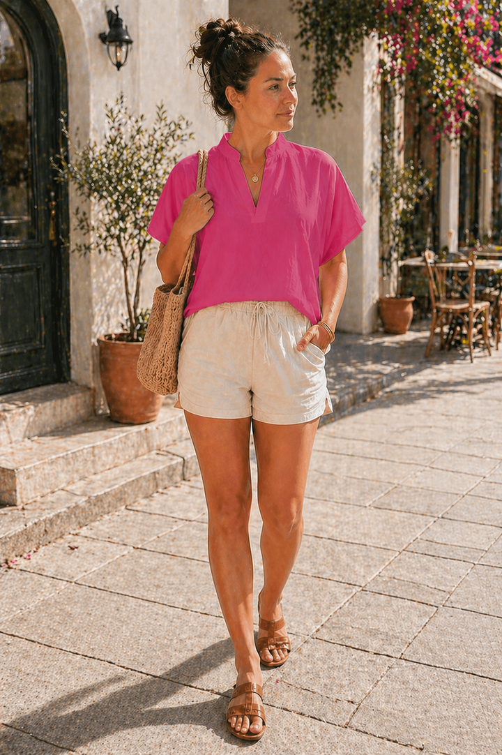 Echoarchiv Damen Bluse V-Ausschnitt Locker Langarm