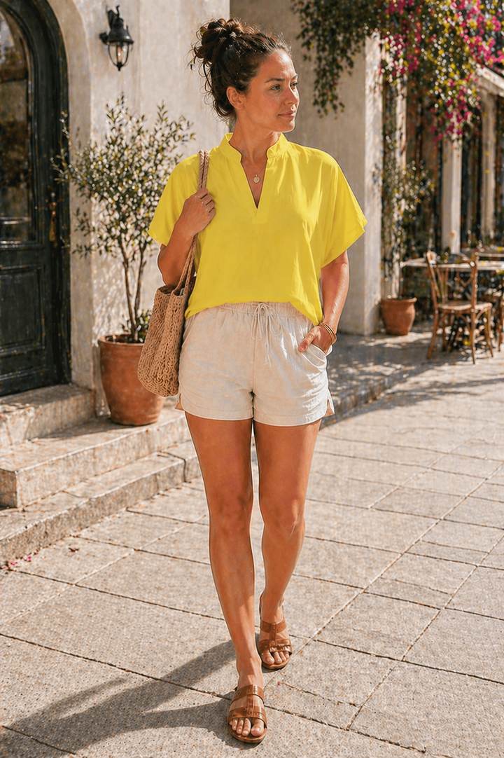 Echoarchiv Damen Bluse V-Ausschnitt Locker Langarm