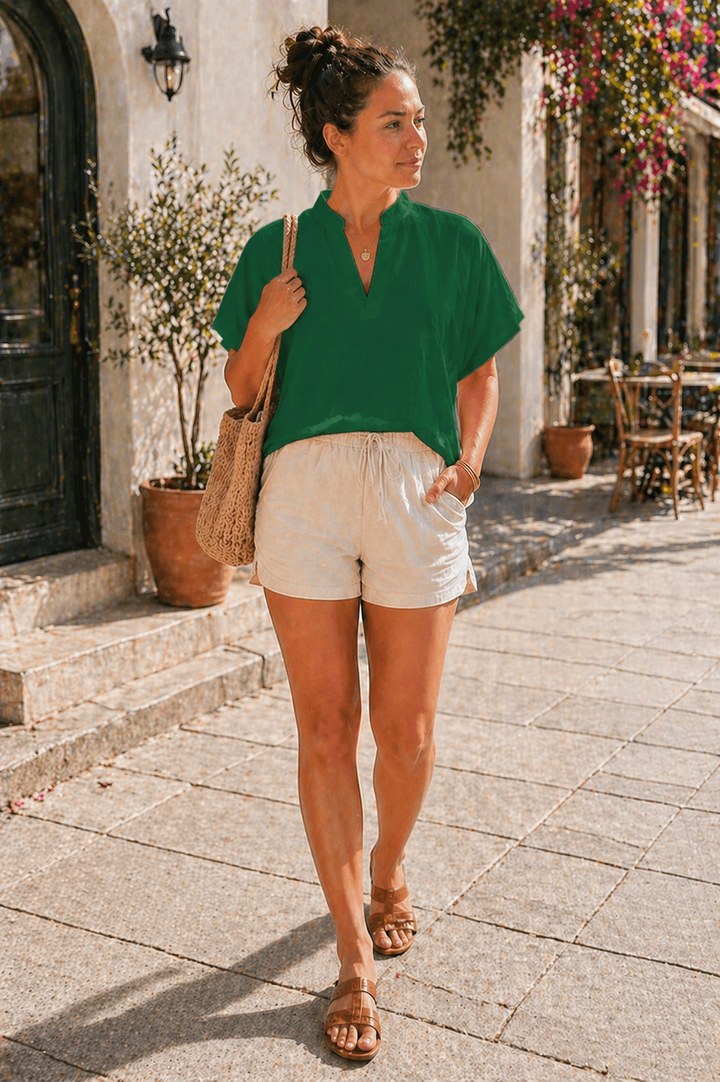 Echoarchiv Damen Bluse V-Ausschnitt Locker Langarm