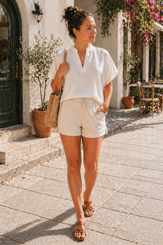Echoarchiv Damen Bluse V-Ausschnitt Locker Langarm