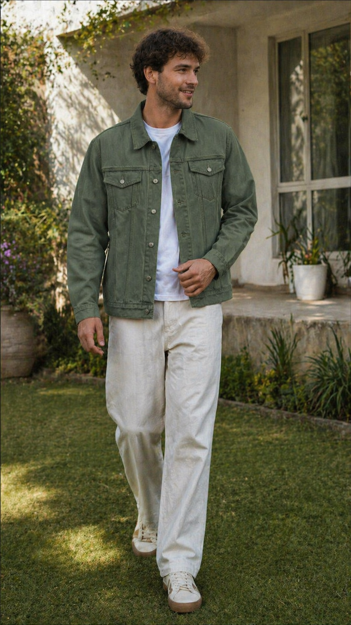 Herren JEchoarchivnsjacke Baumwolle mit Knopfleiste und Brusttaschen