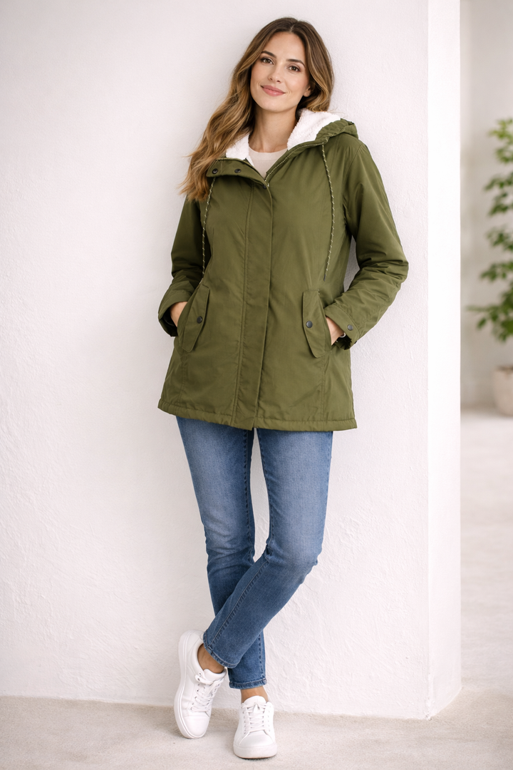 Lange Winterjacke Mit Kapuze & Futter