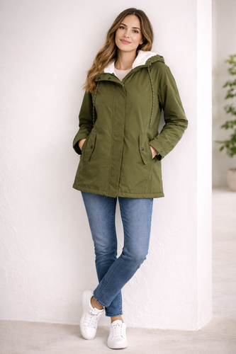 Lange Winterjacke Mit Kapuze & Futter