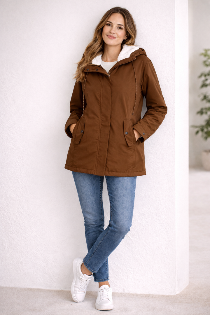 Lange Winterjacke Mit Kapuze & Futter