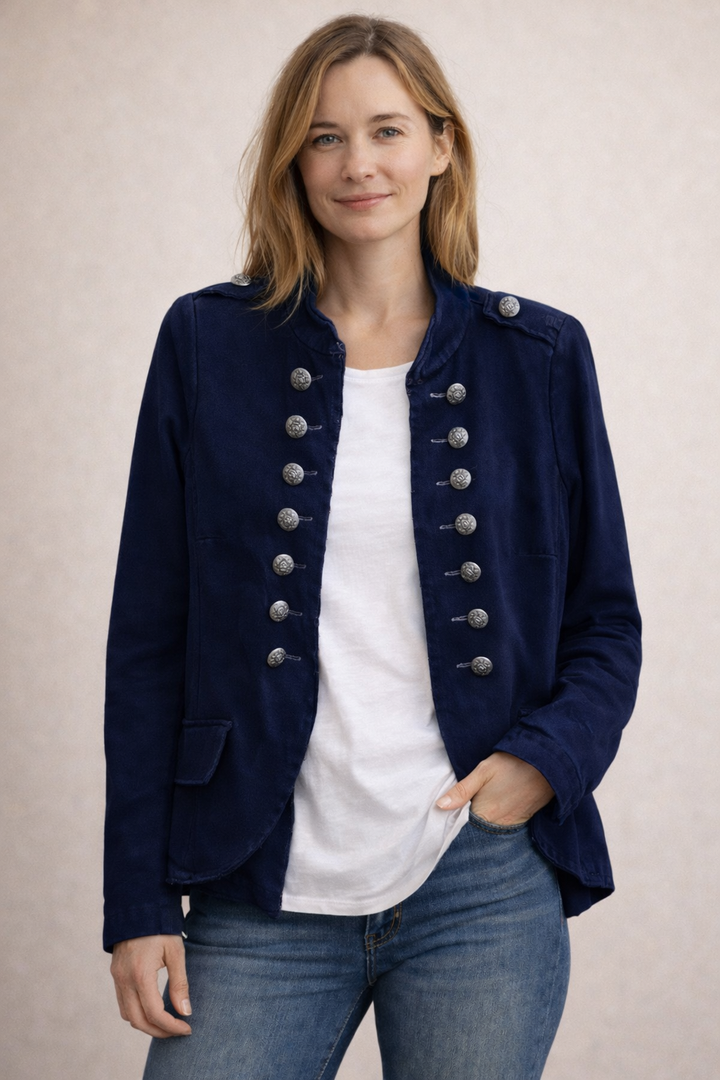 Damen Blazer mit doppelreihiger Knopfleiste im Militärstil