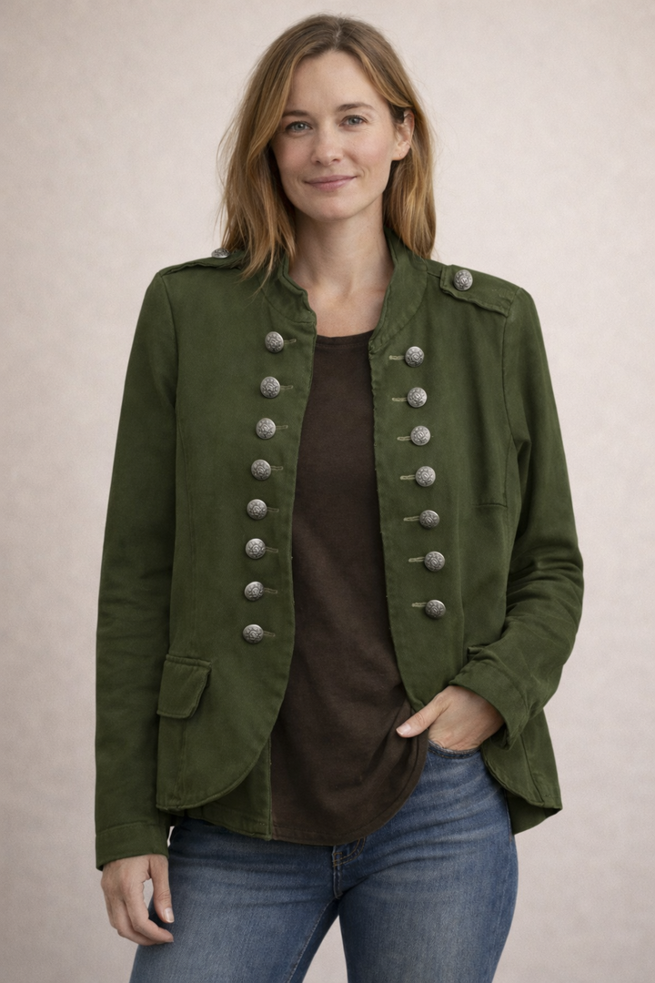 Damen Blazer mit doppelreihiger Knopfleiste im Militärstil