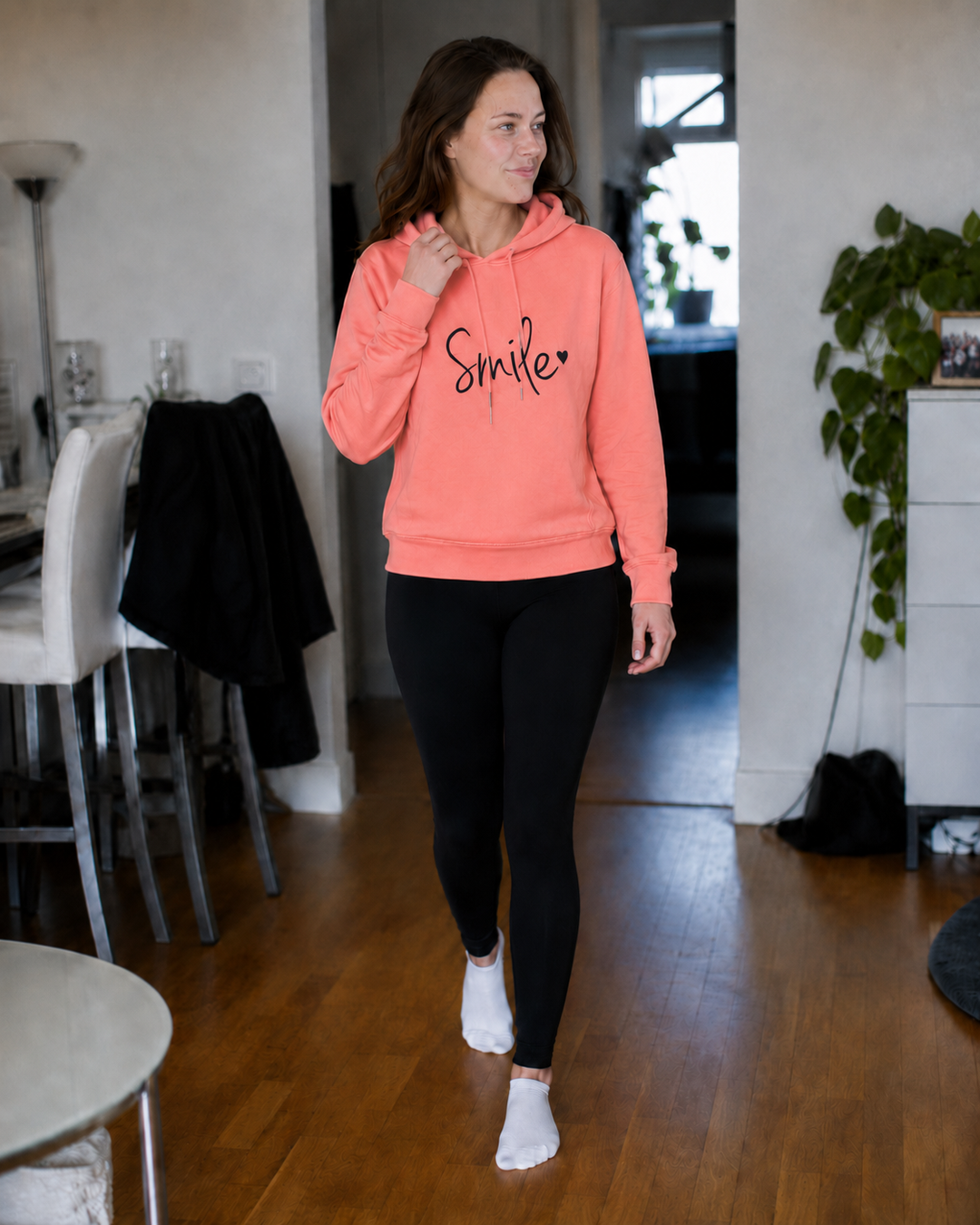 Echoarchiv Damen Hoodie mit Smile-Print und Kapuze