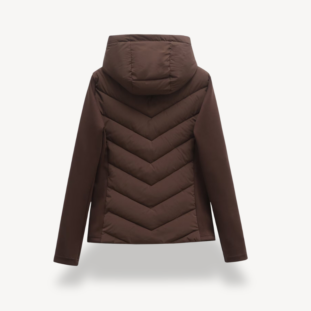 Damen Textil Jacke mit Chevron-Steppung & Kapuze | Echoarchiv