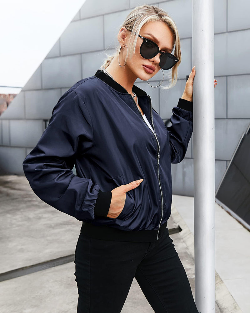 Echoarchiv | Klassische Bomberjacke mit Taschen für Frauen