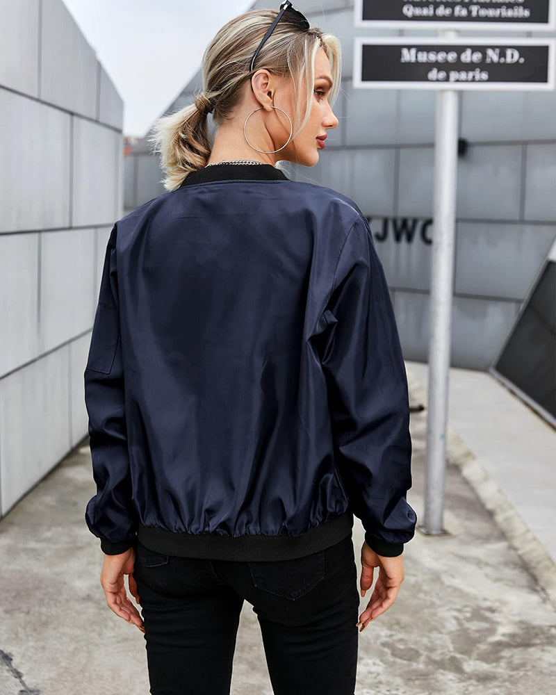 Echoarchiv | Klassische Bomberjacke mit Taschen für Frauen