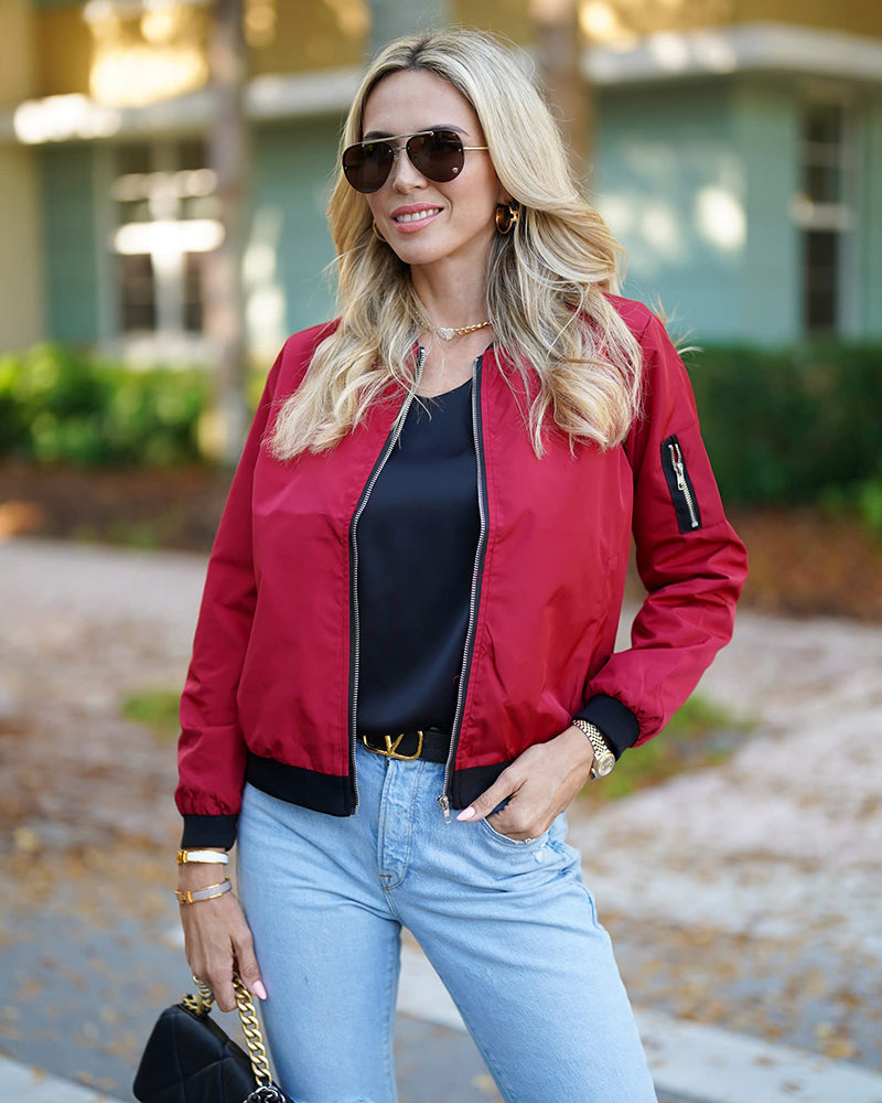 Echoarchiv | Klassische Bomberjacke mit Taschen für Frauen