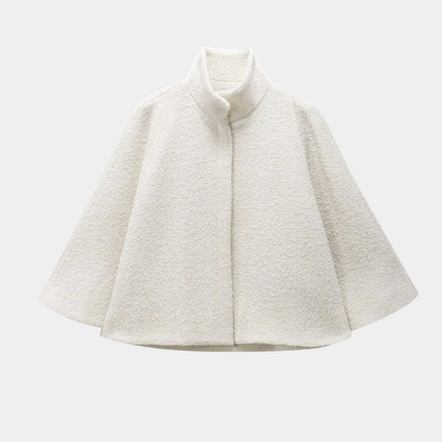 Echoarchiv | High Neck Cape Mantel Elegante a Linien Swing Jacke