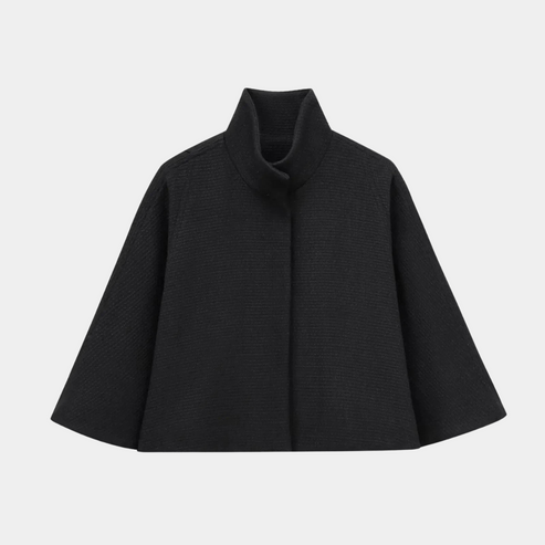 Echoarchiv | High Neck Cape Mantel Elegante a Linien Swing Jacke