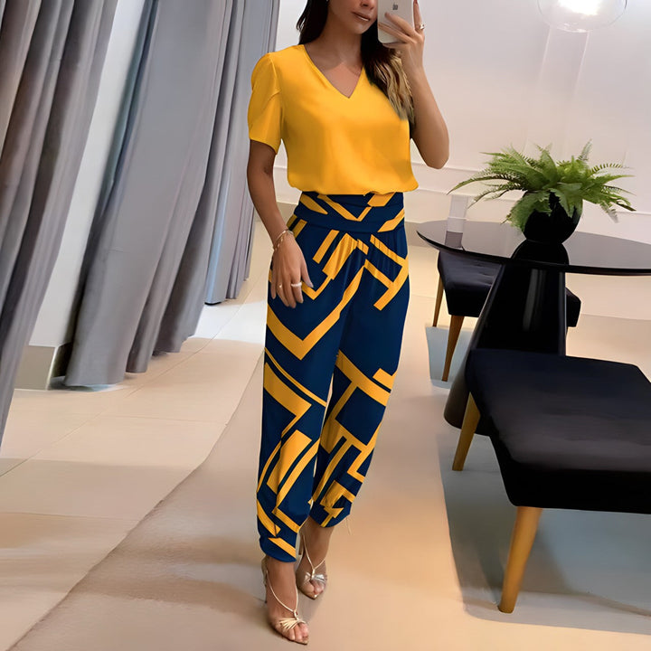 Modisches Set aus Bluse und Hose mit Bauchbedeckung – Élanora
