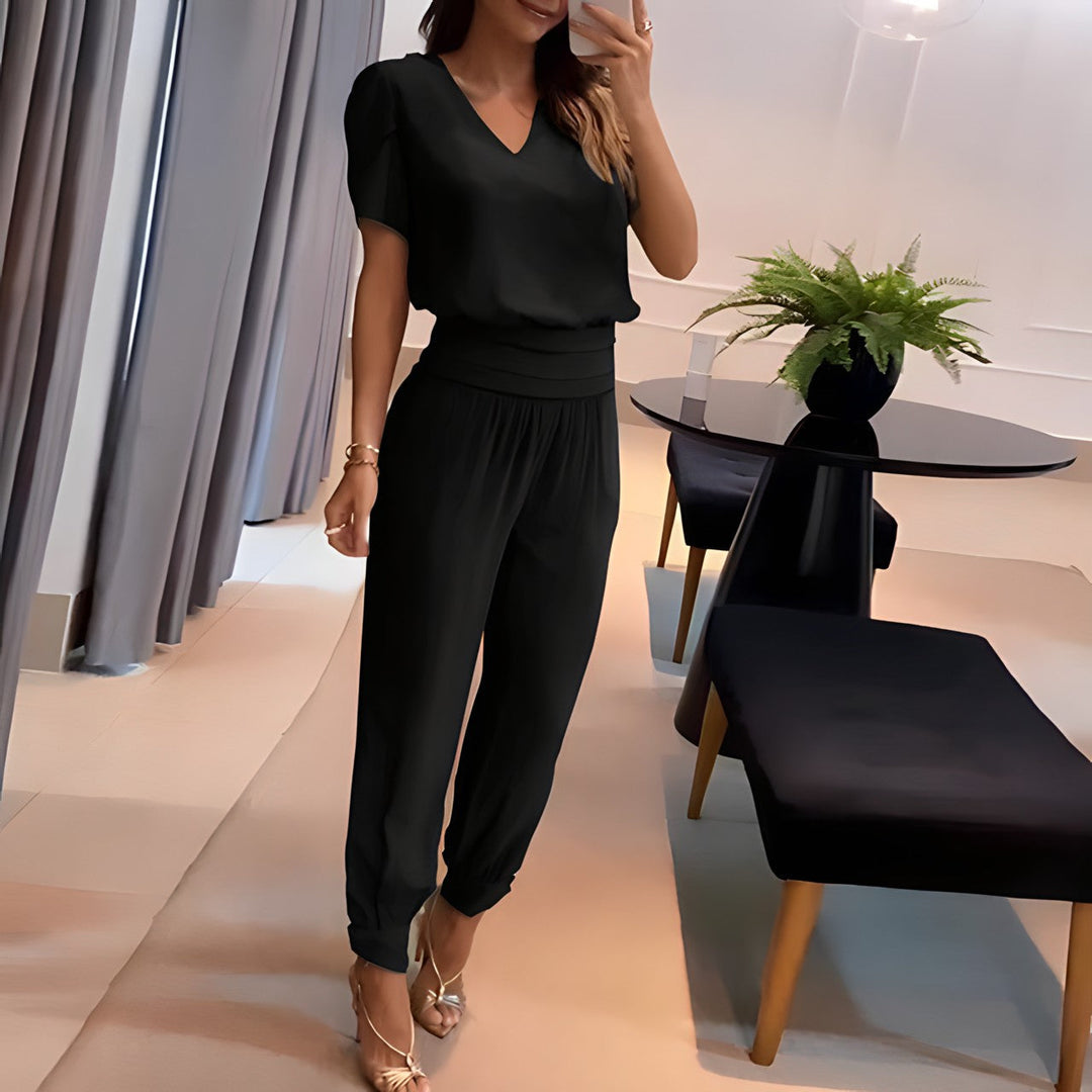 Modisches Set aus Bluse und Hose mit Bauchbedeckung – Élanora