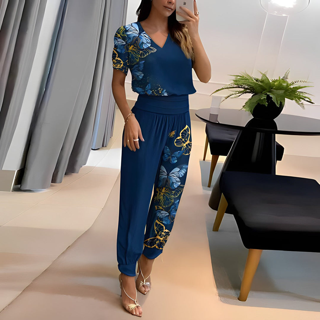 Modisches Set aus Bluse und Hose mit Bauchbedeckung – Élanora