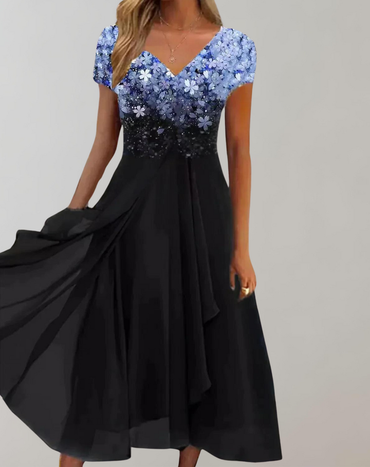 Kleid mit Leuchtenden Blumen Abendkleid für Damen Glänzendes Topkleid – Élara