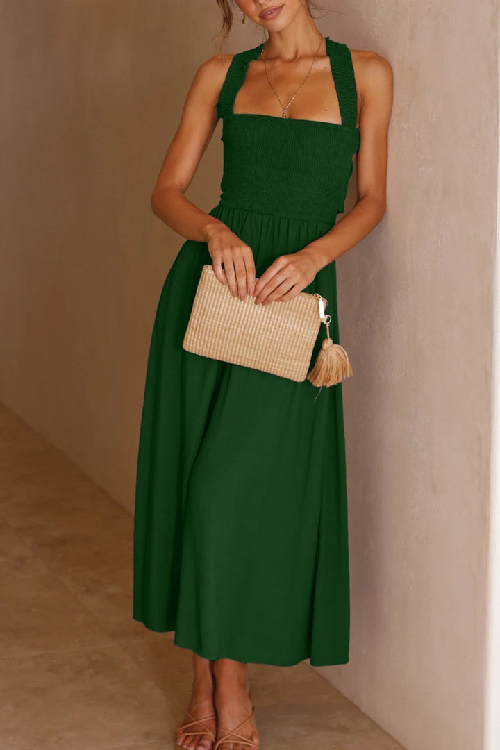 Crisscross Tie-Back Midi Kleid – Élara