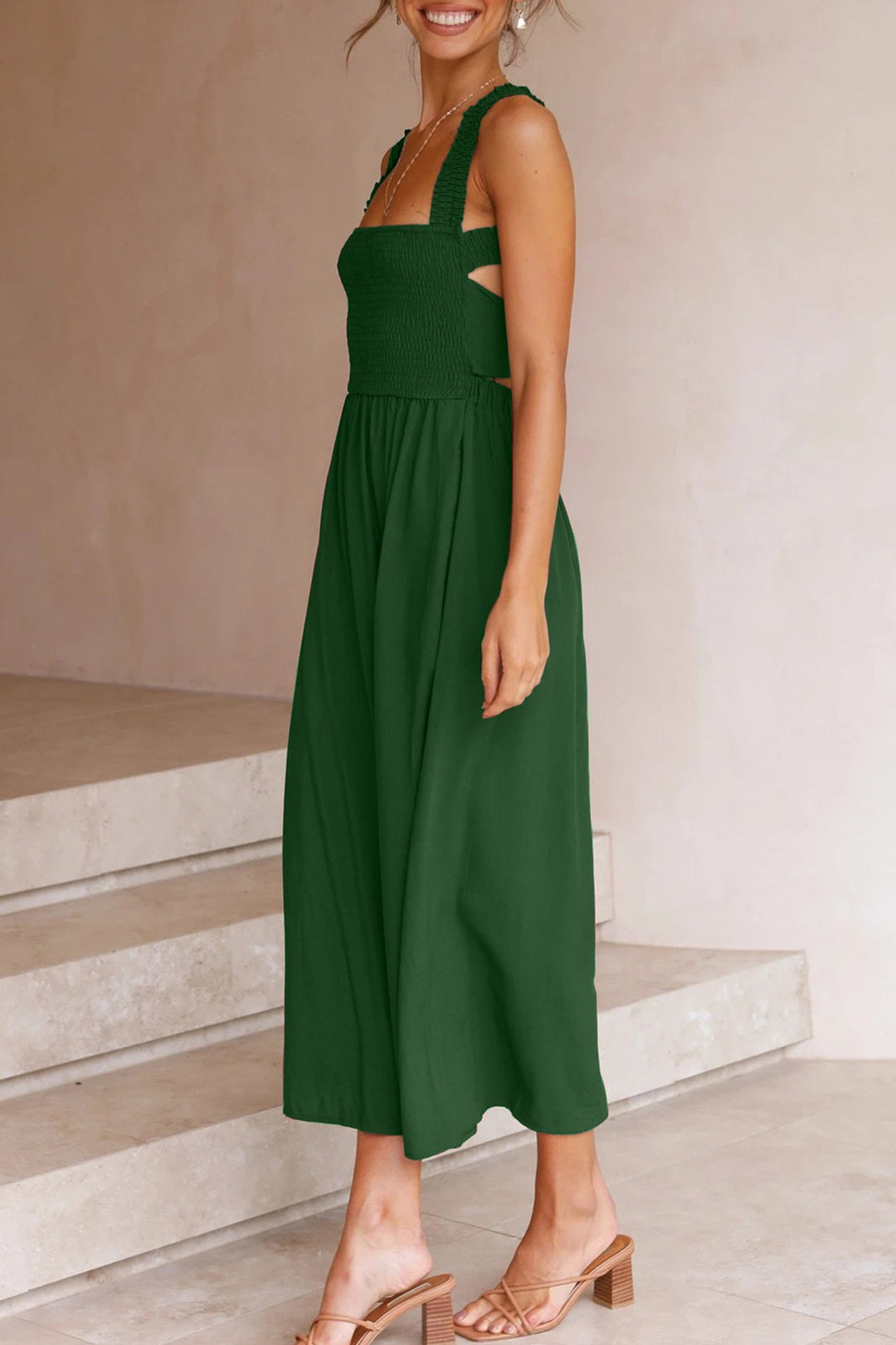 Crisscross Tie-Back Midi Kleid – Élara