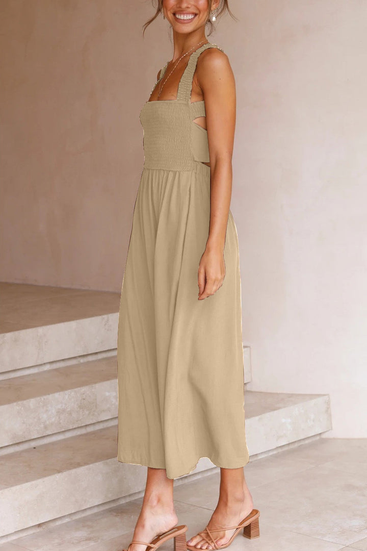 Crisscross Tie-Back Midi Kleid – Élara