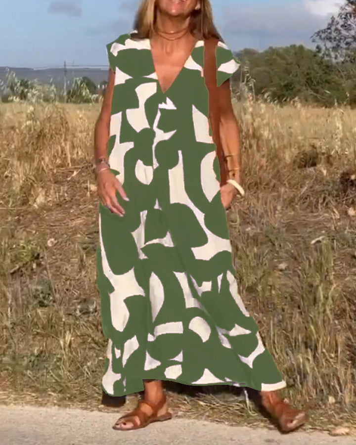 Echoarchiv | Amara Maxikleid mit Print und V-Ausschnitt