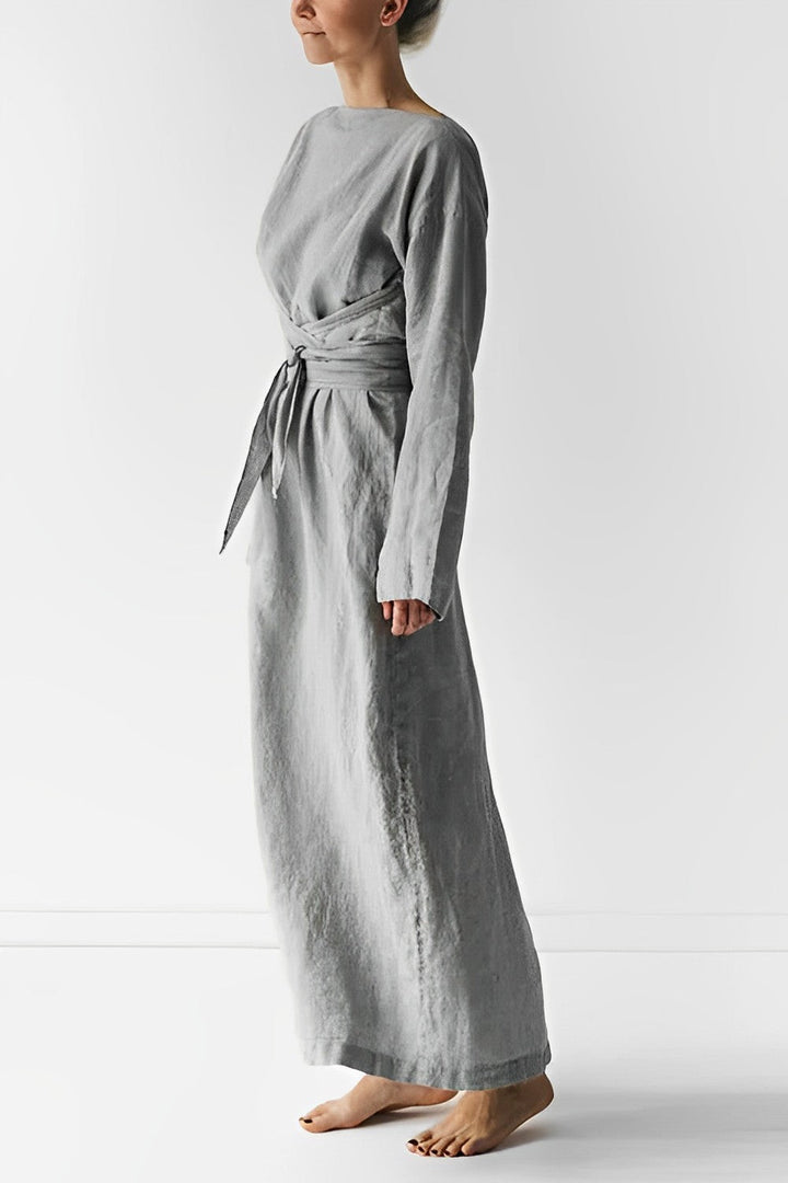 Echoarchiv | Leinen Wickel Maxikleid