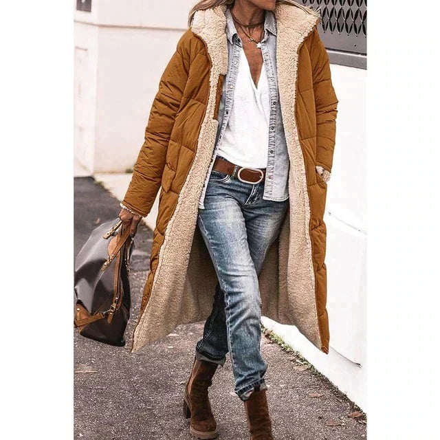 Echoarchiv | Wendbare lange Pufferjacke (mit Kapuze)