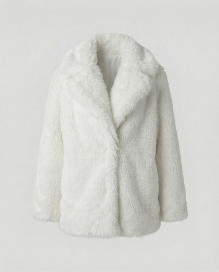 Echoarchiv | Damen Kurze Jacke Aus Weichem Kunstfell mit Lockerer Passform