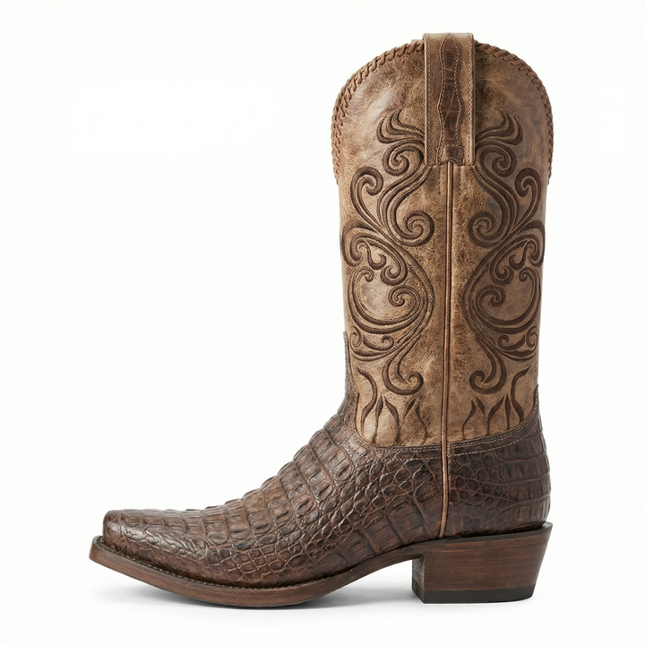 Echoarchiv | Westernstiefel - Geprägtes Leder mit Blockabsatz