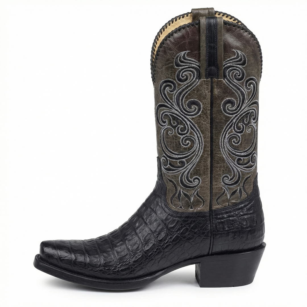 Echoarchiv | Westernstiefel - Geprägtes Leder mit Blockabsatz