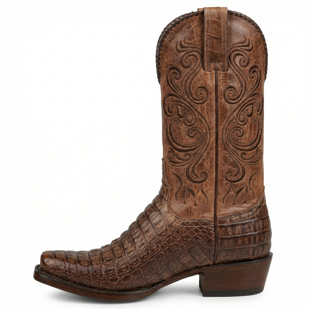 Echoarchiv | Westernstiefel - Geprägtes Leder mit Blockabsatz