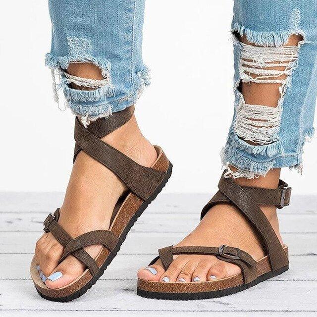 Echoarchiv | Schnallenriemen Verstellbare Riemen Flache Sandalen Sommerschuhe