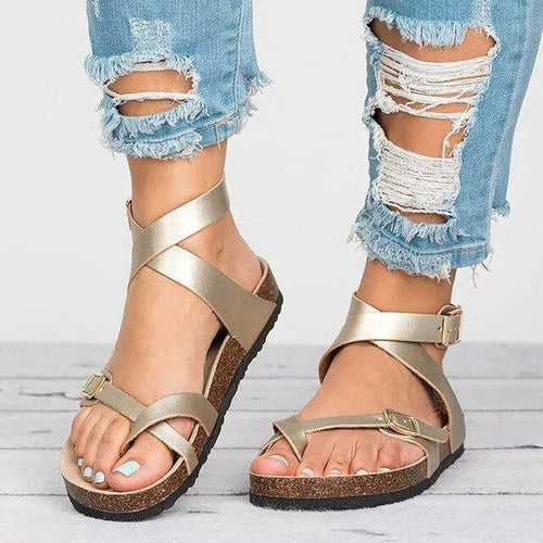 Echoarchiv | Schnallenriemen Verstellbare Riemen Flache Sandalen Sommerschuhe