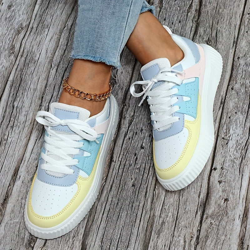 Damen Sneaker | Farbblock | Schnürschuhe | Skate Schuhe | Freizeit Sneaker – Névara