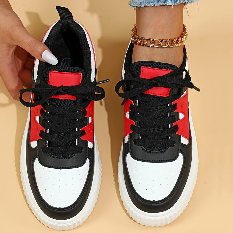 Damen Sneaker | Farbblock | Schnürschuhe | Skate Schuhe | Freizeit Sneaker – Névara