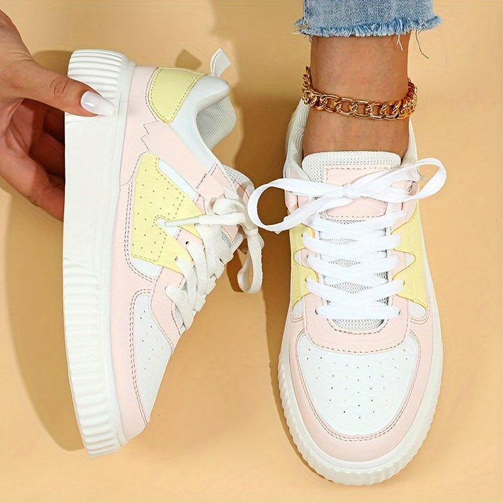 Damen Sneaker | Farbblock | Schnürschuhe | Skate Schuhe | Freizeit Sneaker – Névara