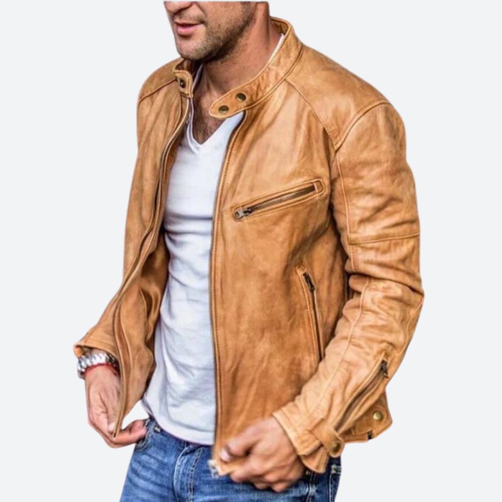 Echoarchiv | Stilvolle Wetterfeste Lederjacke für Herren