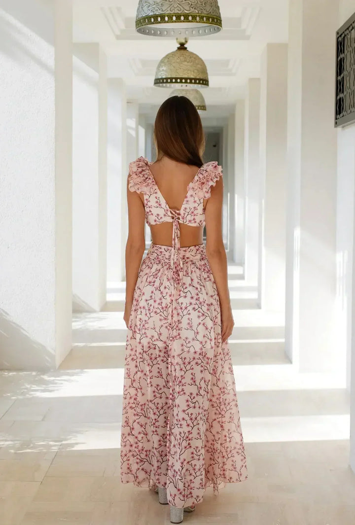 Echoarchiv | Cutout Rüsch Maxi Kleid