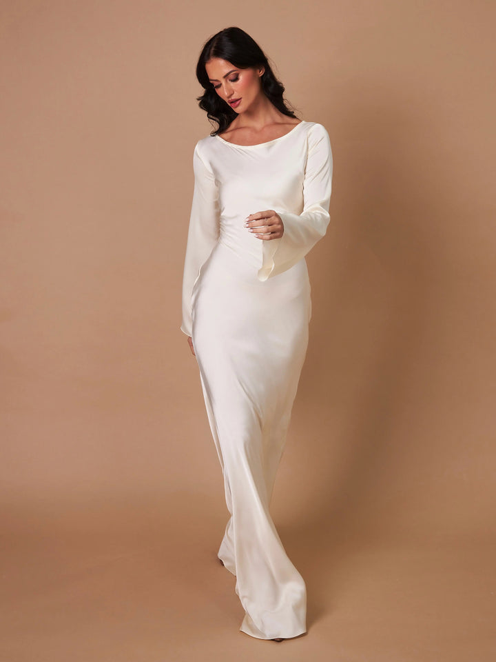 Echoarchiv | Fließendes Maxi Kleid Mit Langen Ärmeln Für Damen