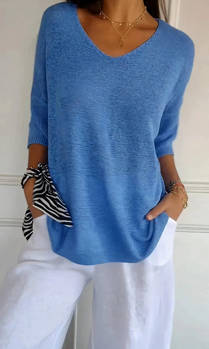 Echoarchiv | Casual Gestrickter V-Ausschnitt Top